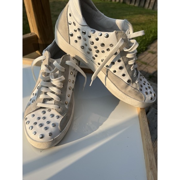 Bohemian  Women's Lace-Up Sneakers White With Studs Size EU37 - Picture 3 of 16
